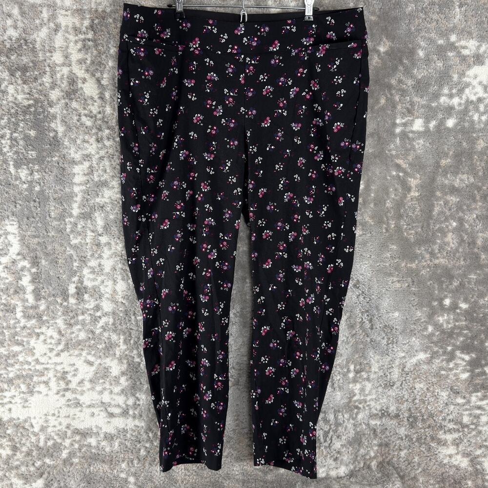 Lany Bryant Plus Size 22‎ The Allie Stretch Floral Print Leggings Black